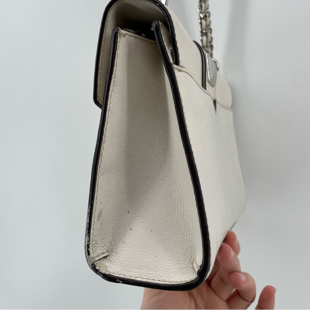 Michael Kors Rose Medium Flap Shoulder Bag White Leather Studded - Picture 5 of 15